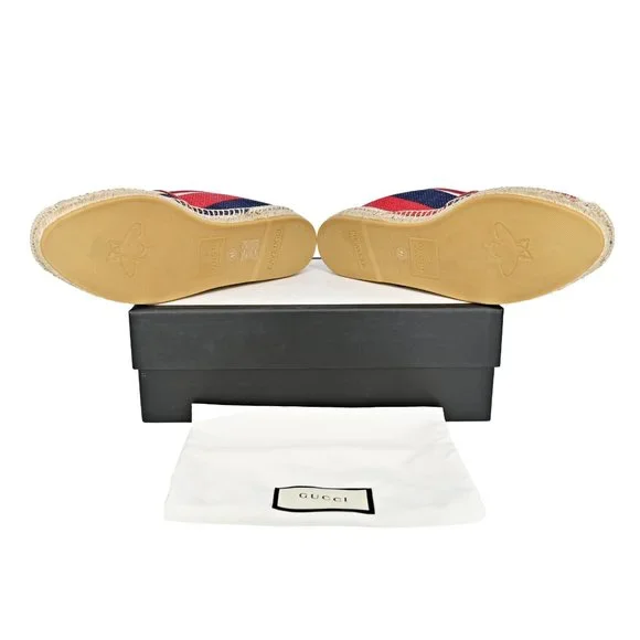 Gucci Logo Sylvie Stripe Canvas Espadrille - Picture 11 of 13